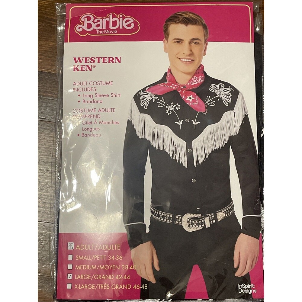 Halloween Adult Men's Barbie The Movie Western Ken Costume Shirt Large 36-38 New
